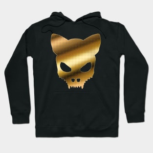 Devil Cat-Skull In Faux Gold Halftones Hoodie